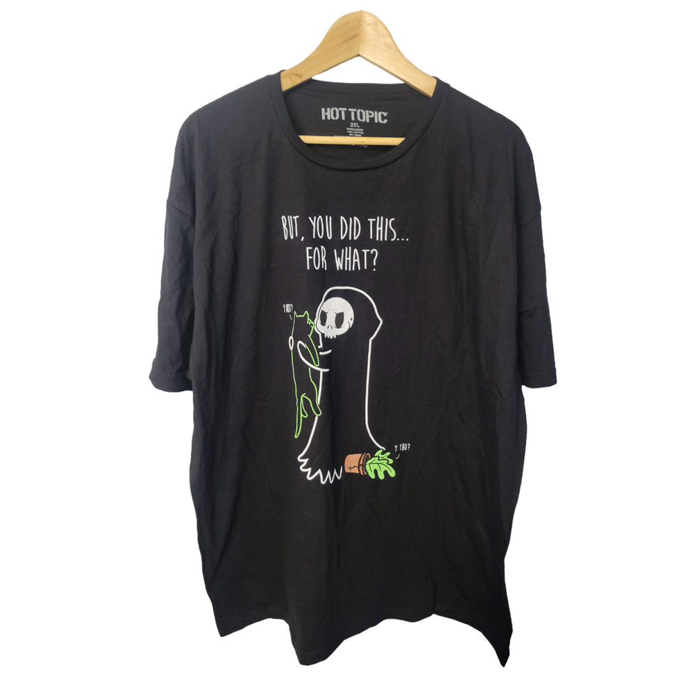 Hot Topic Black Grim Reaper Short Sleeve 100% Cotton Tee Men's T-shirt Size 2XL